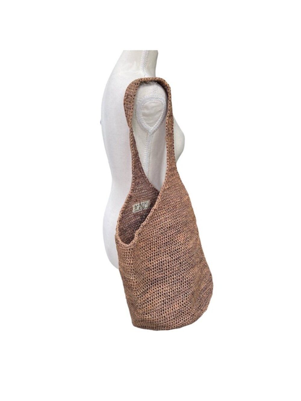 Helen Kaminski Australia Raffia Shoulder Bag Brown Handmade Woven Boho Tote - Picture 2 of 9